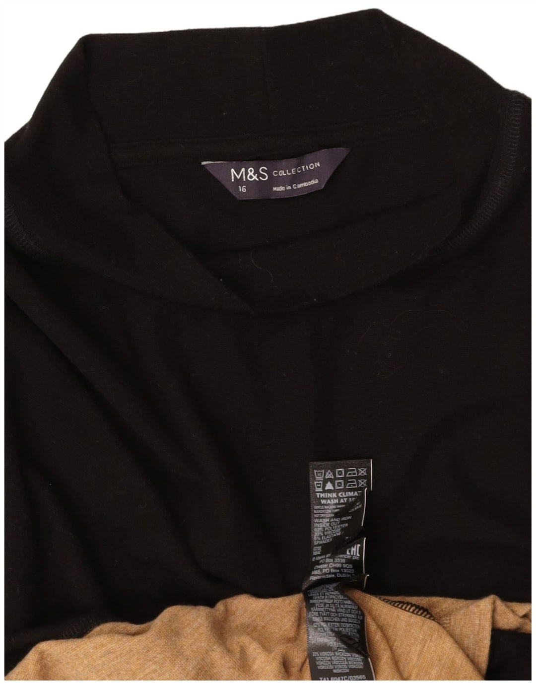 MARKS & SPENCER Γυναικεία μπλούζα τοπ UK 16 Large Black Colourblock Polyester
