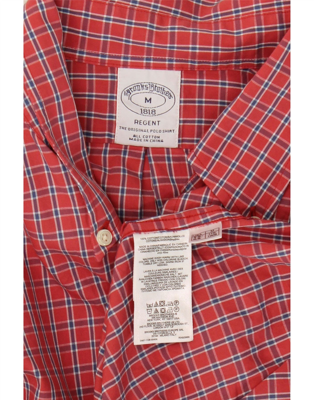 Brooks Brothers Ανδρικό πουκάμισο Regent Μεσαίο κόκκινο βαμβακερό καρό