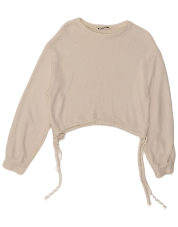 Zara Γυναικεία φούτερ Crop Jumper UK 10 Small White
