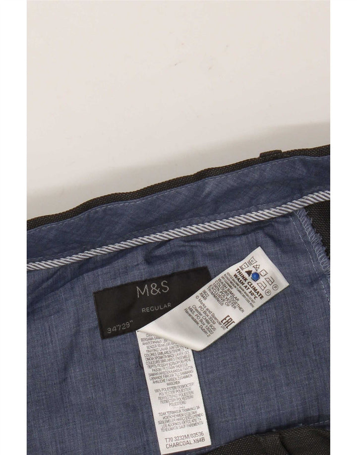 Marks & Spencer Ανδρικό παντελόνι κανονικό κοστούμι W34 L29 Γκρι πολυεστέρας