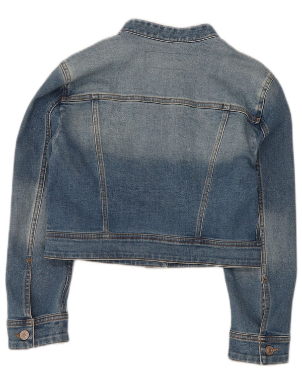 BENETTON Γυναικείο Τζιν Μπουφάν UK 10 Small Blue Cotton