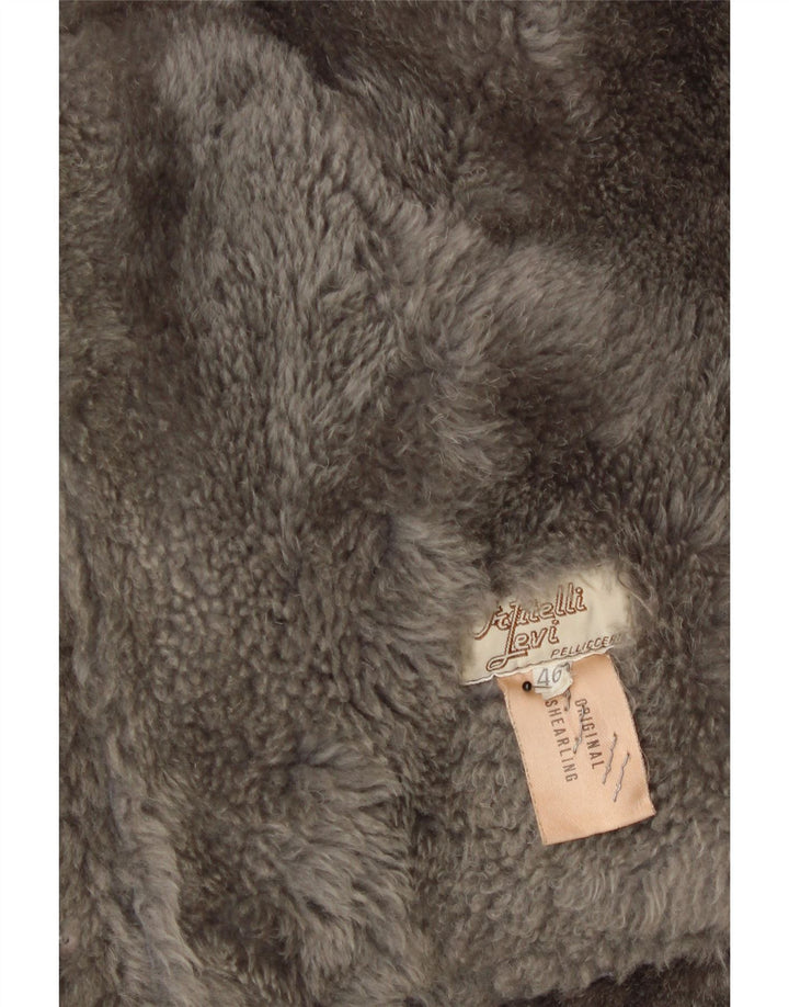 VINTAGE Mens Oversized Shearling Jacket IT 46 Small Grey Shearling Vintage Vintage and Second-Hand Vintage from Messina Hembry 