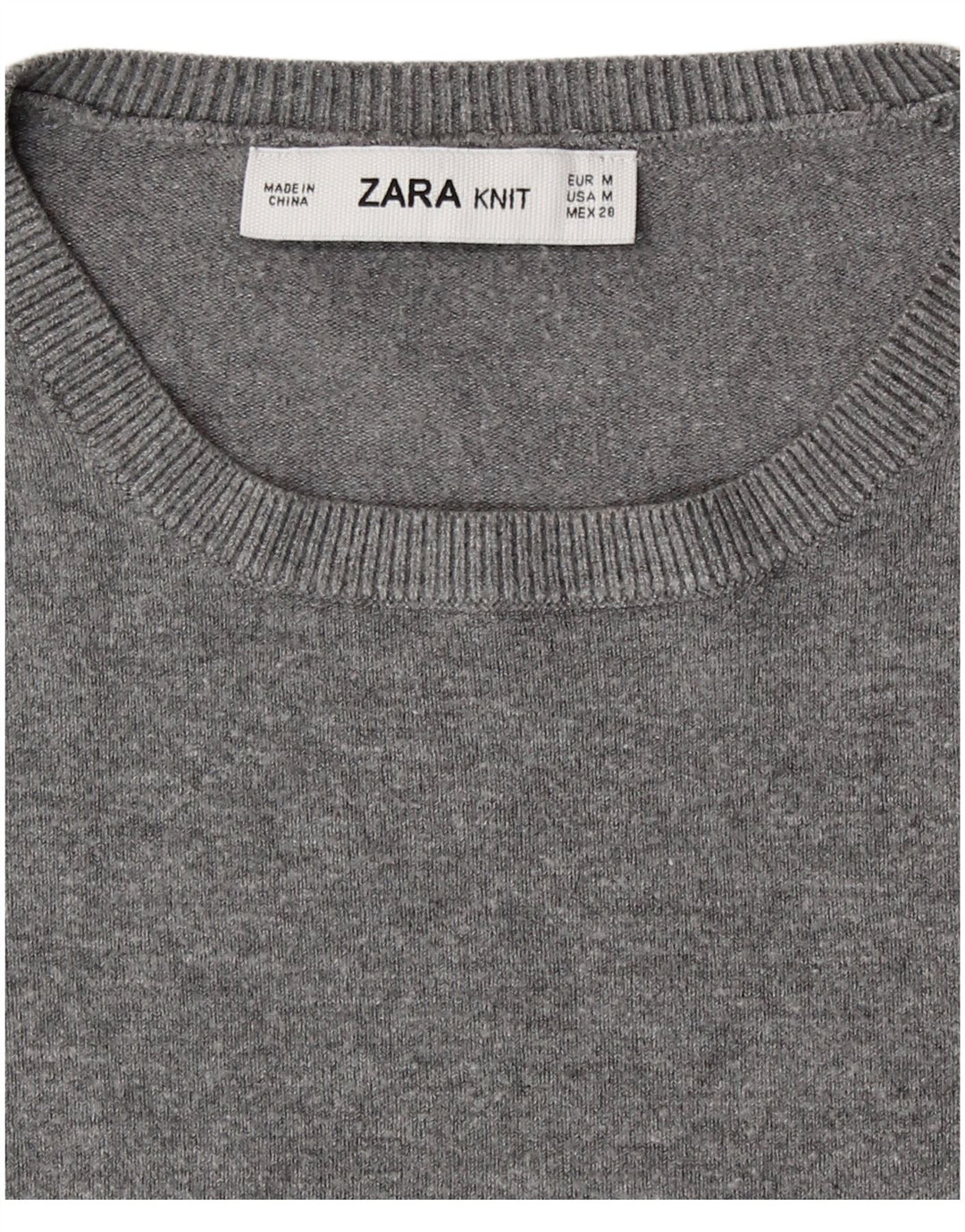 Zara Γυναικείο πουλόβερ με λαιμόκοψη UK 12 Medium Grey