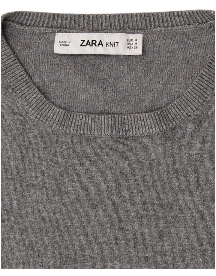 Zara Γυναικείο πουλόβερ με λαιμόκοψη UK 12 Medium Grey