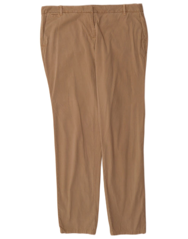 Marks & Spencer Womens Slim Chino Trousers UK 14 Large W34 L30 Beige Cotton