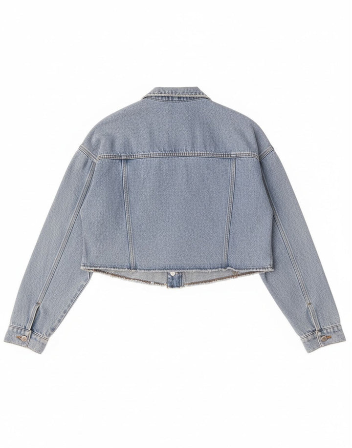 Esprit Γυναικείο Crop Oversized Τζιν μπουφάν UK 10 Small Blue Cotton