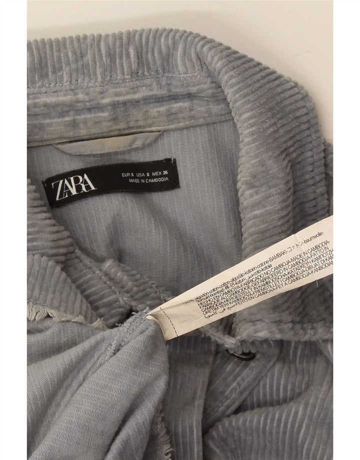 Zara Γυναικείο Κοτλέ Μπουφάν UK 10 Small Blue Cotton