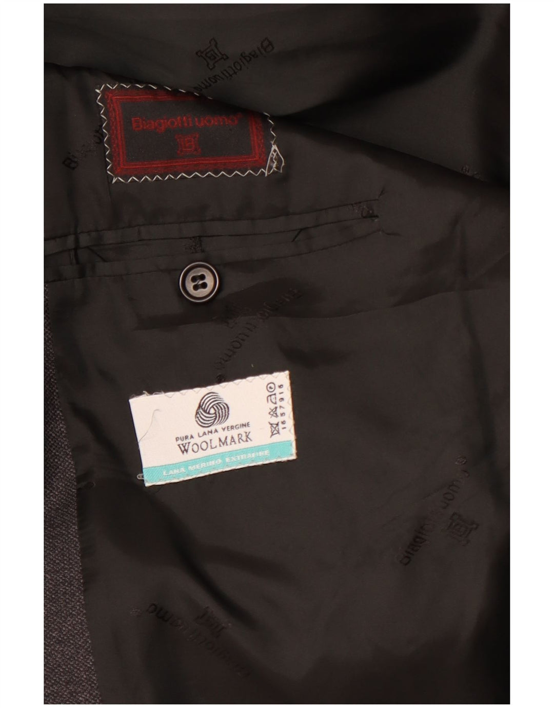 BIAGIOTTI Ανδρικό σακάκι με 3 κουμπιά σακάκι UK 40 μεγάλο γκρι μαλλί Merino