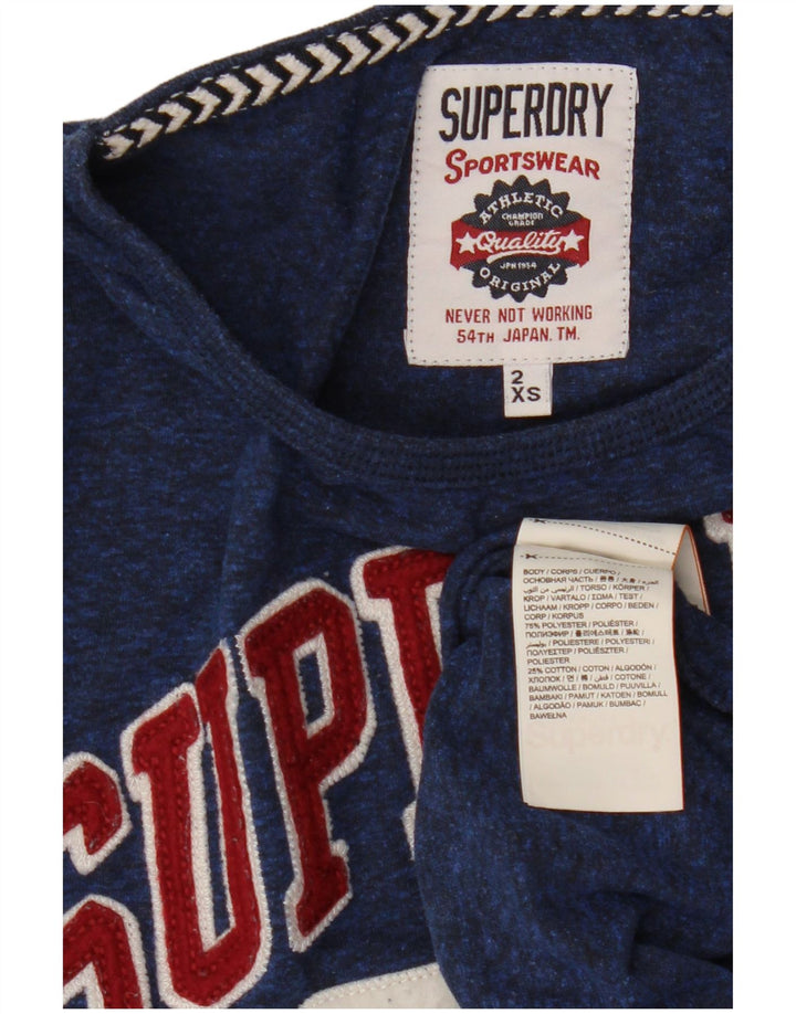 SUPERDRY Γυναικείο τοπ 3/4 μανίκι UK 2 2XS Navy Blue Polyester