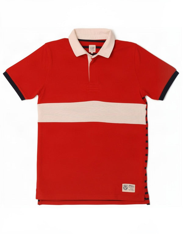 Gap Boys Rugby Polo Shirt 13-14 ετών 2XL Κόκκινο βαμβακερό μπλοκ