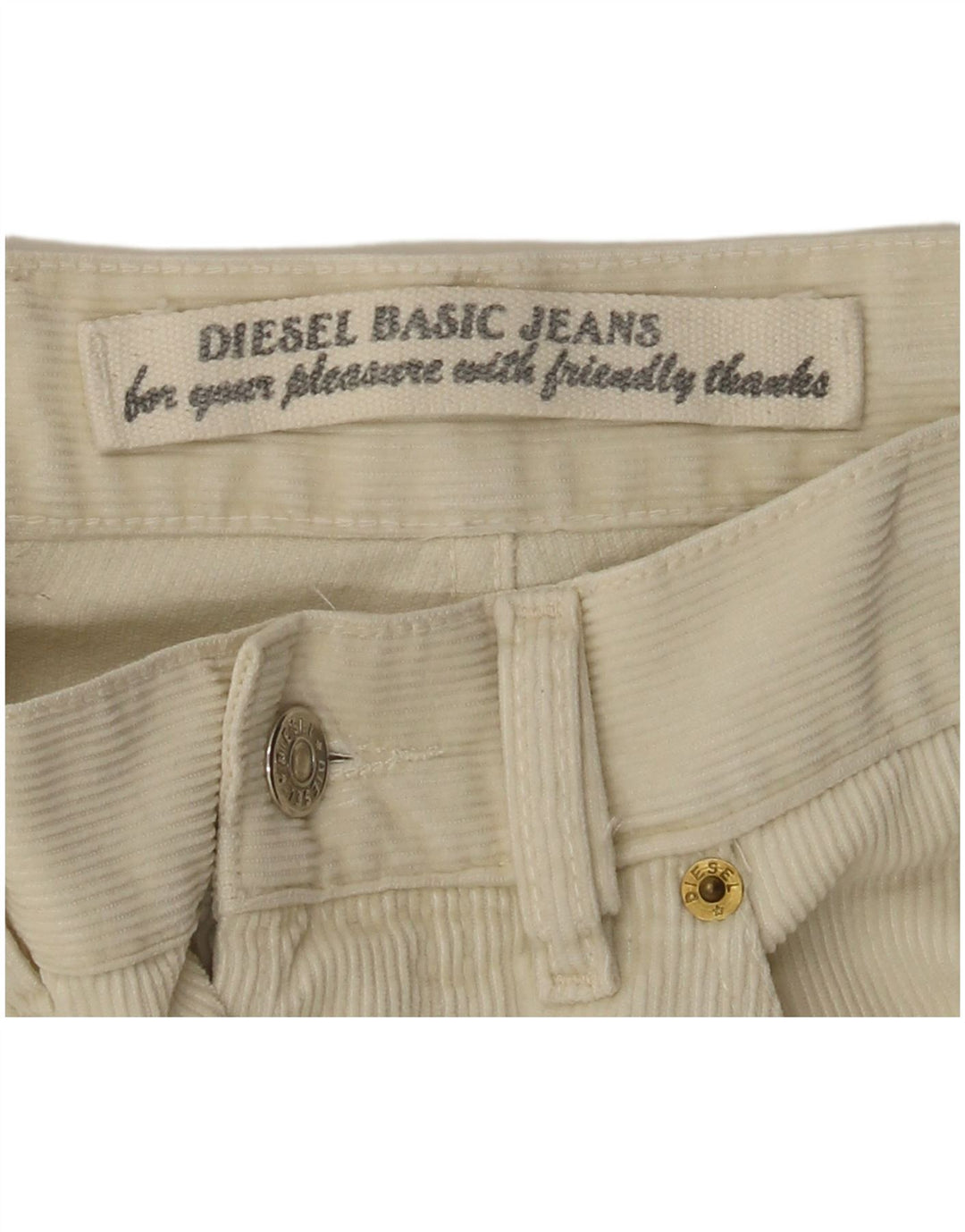 Γυναικείο ίσιο κοτλέ παντελόνι DIESEL W32 L30 Off White