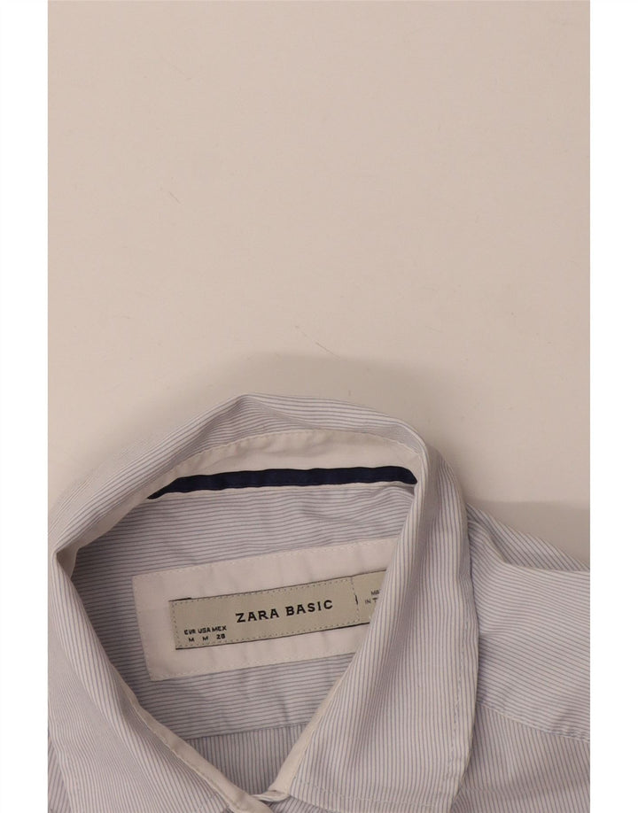 Zara Γυναικείο κοντομάνικο πουκάμισο UK 14 μεσαίο λευκό ρίγες