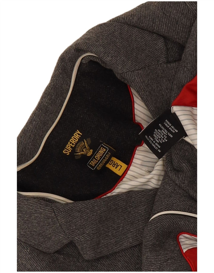 Superdry Γυναικείο Μπουφάν σακάκι με 2 κουμπιά UK 14 Large Grey Wool