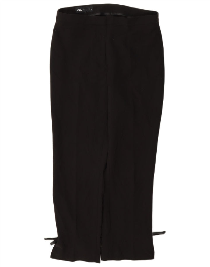 Zara Γυναικείο ίσιο παντελόνι casual μεγάλο W30 L27 μαύρο πολυεστέρα