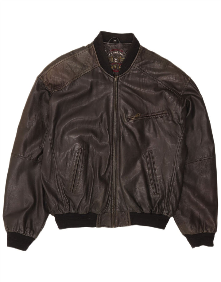C.Comberti Ανδρικό Bomber Leather Jacket IT 50 Large Black Leather