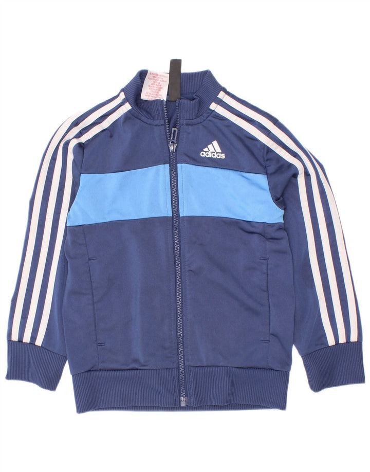 Κορυφαία φόρμα Adidas Boys σακάκι 5-6 ετών Navy Blue Colorblock Polyester