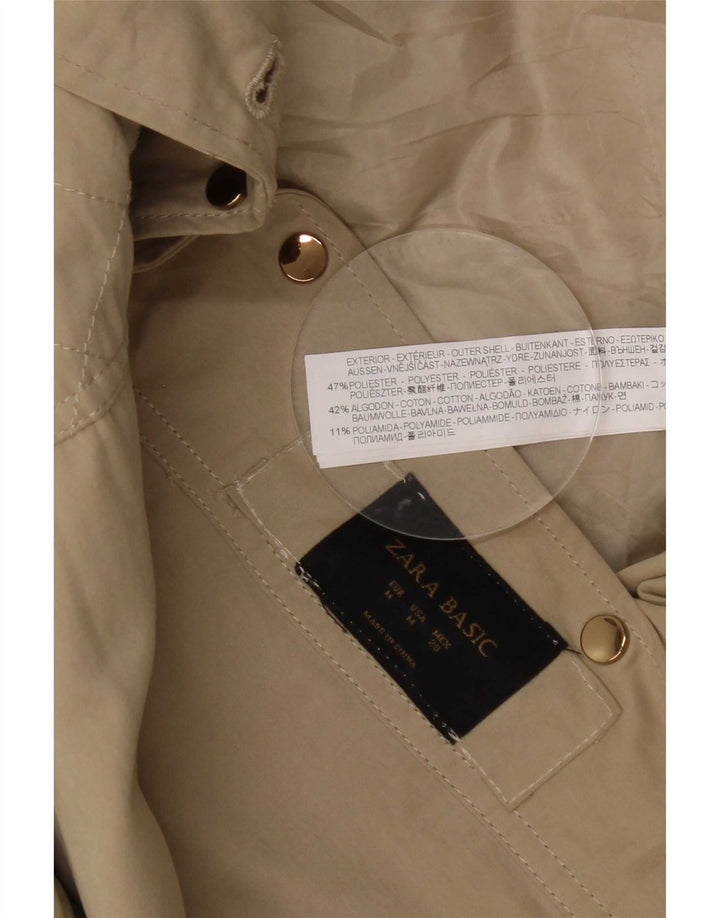 Zara Γυναικείο Αδιάβροχο με κουκούλα UK 14 Medium Khaki Polyester