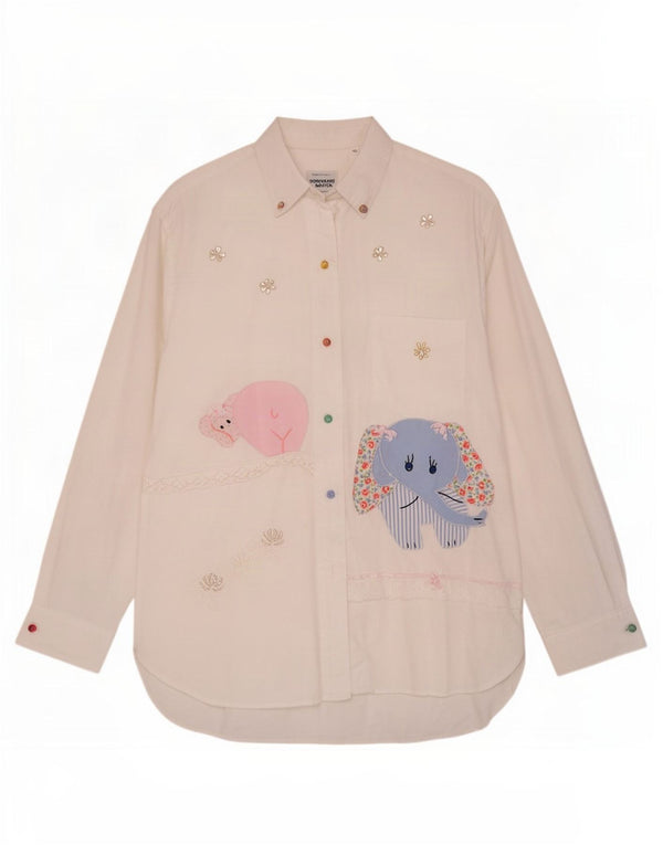 Γυναικείο πουκάμισο Benetton Graphic IT 46 Large White Animal Print Βαμβακερό