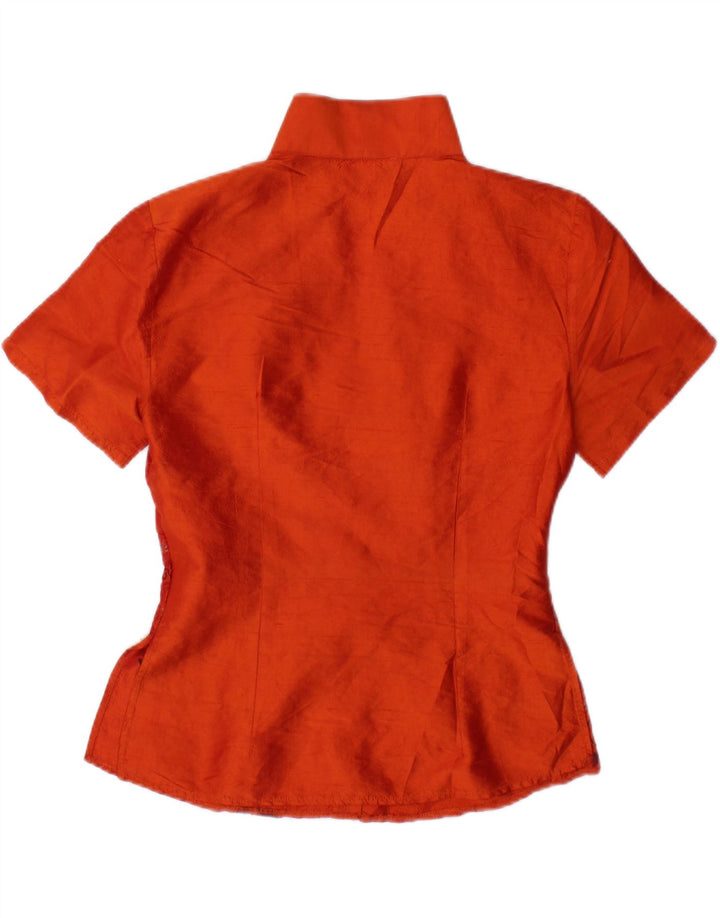 NARACAMICEE Womens Short Sleeve Shirt Blouse UK 12 Medium Orange Silk Vintage Naracamicee and Second-Hand Naracamicee from Messina Hembry 