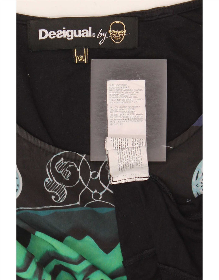 Desigual Γυναικείο Αφηρημένο Μοτίβο Μακρυμάνικο UK 20 2XL Μαύρο Μοντέρνο