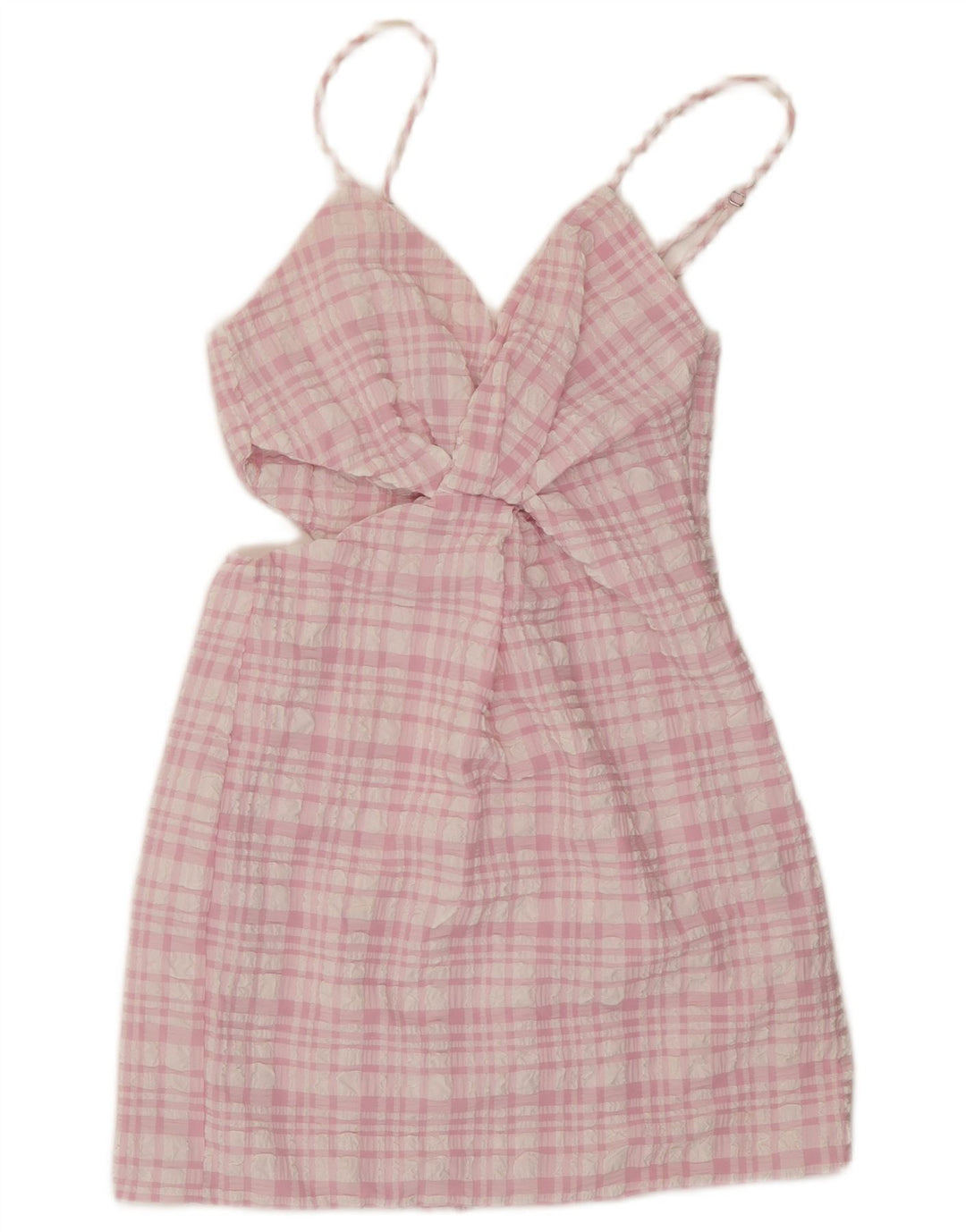 Zara Womens Cutout Sundress UK 8 Small Pink Check