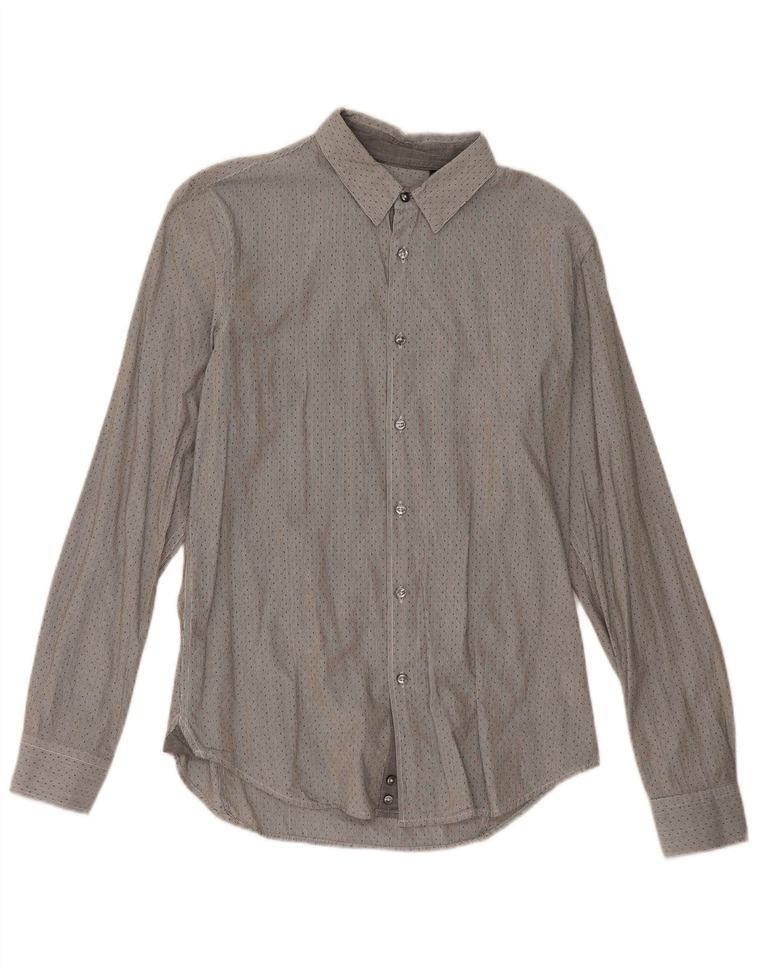 Ανδρικό πουκάμισο Sisley Size 40 15 3/4 Medium Grey Pinstripe Cotton
