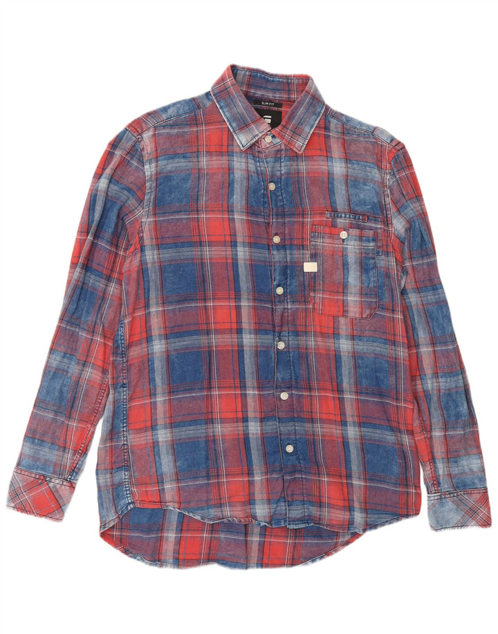 Ανδρικό πουκάμισο G-Star Slim Fit Large Blue Check Cotton