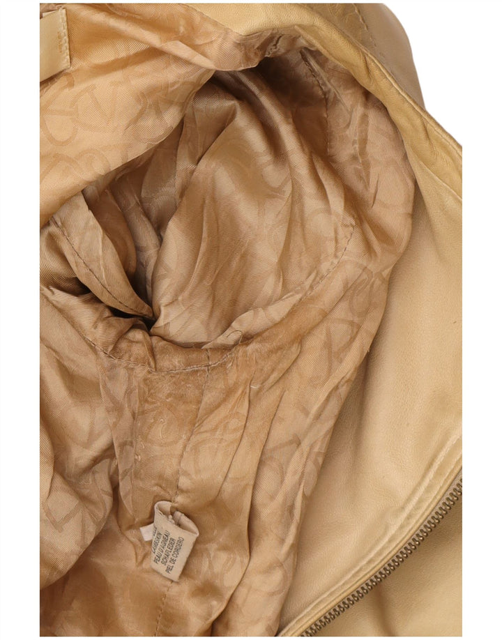 Valentino Γυναικείο Crop Δερμάτινο Μπουφάν IT 40 Small Beige Leather