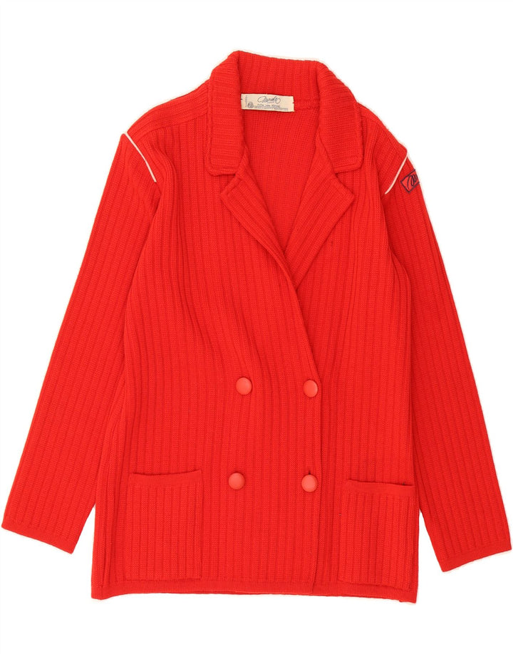 VINTAGE Womens Cardigan Sweater UK 14 Medium Red Virgin Wool Vintage Vintage and Second-Hand Vintage from Messina Hembry 