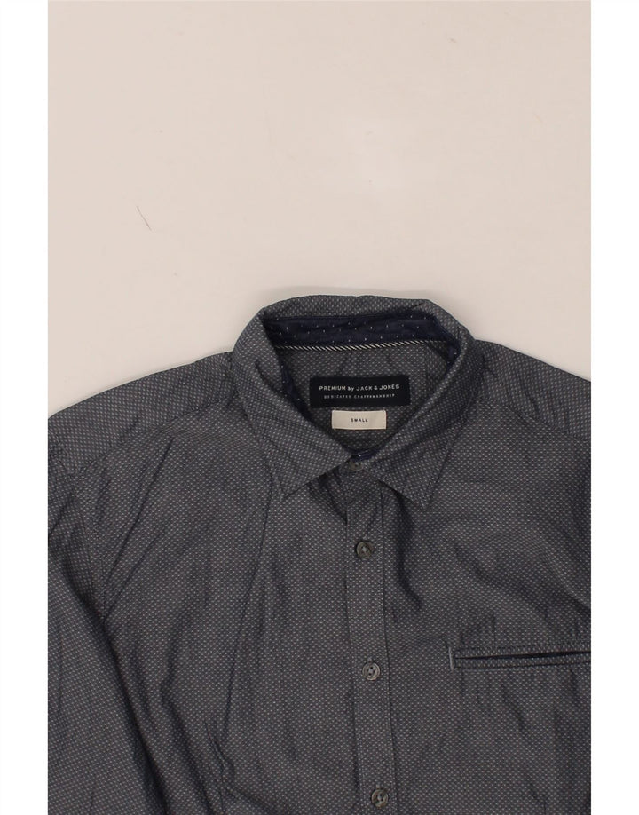 JACK & JONES Mens Shirt Small Navy Blue Spotted Cotton Vintage Jack & Jones and Second-Hand Jack & Jones from Messina Hembry 