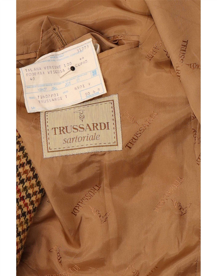 Trussardi Ανδρικό σακάκι μπλέιζερ IT 50 Large Brown Houndstooth Wool