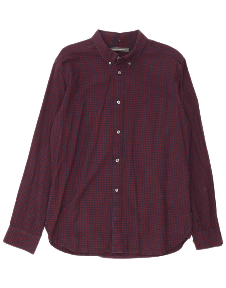 Ανδρικό πουκάμισο French Connection Μεγάλο Βουργουνδί Gingham Cotton