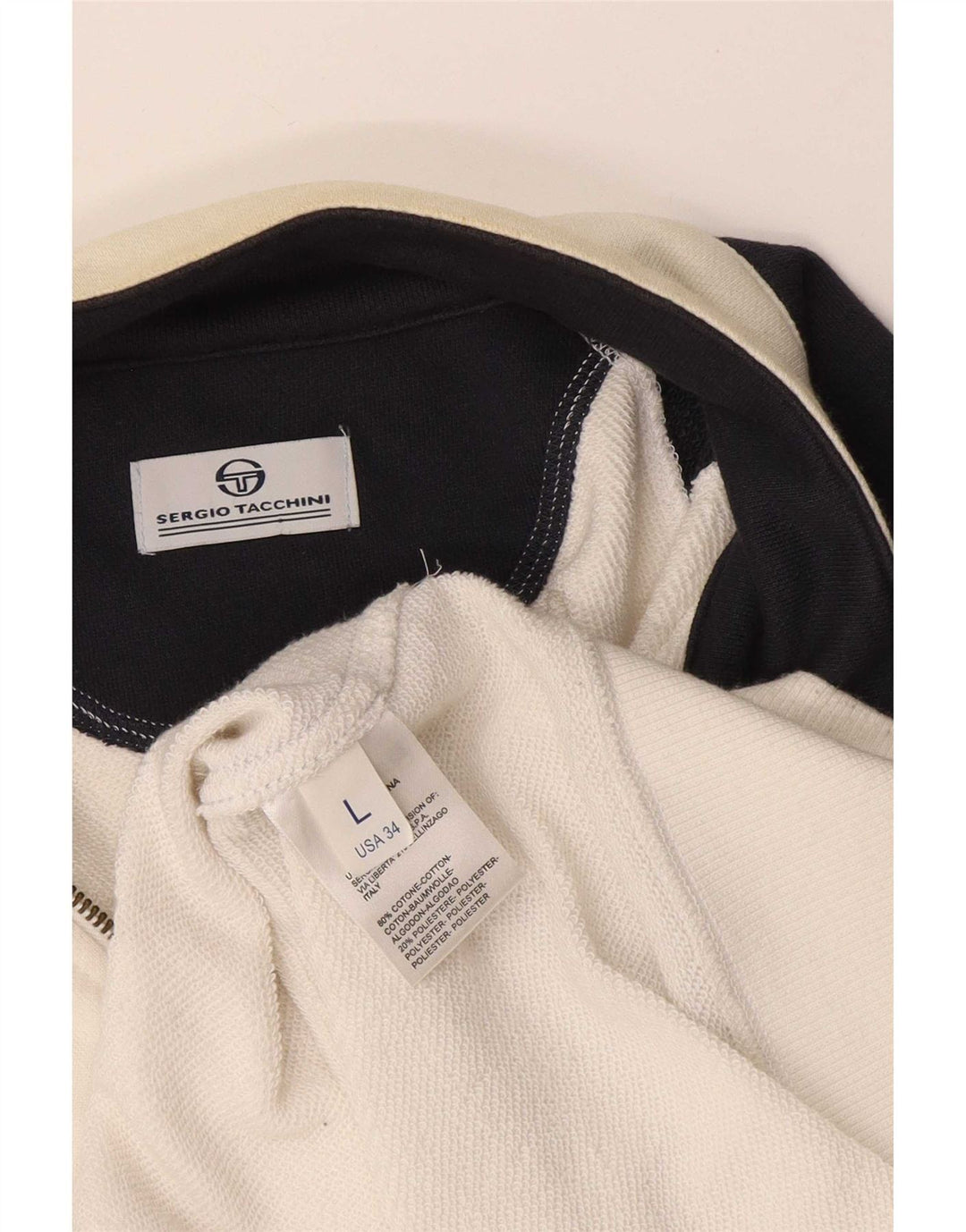Ανδρική φόρμα Sergio Tacchini Μπουφάν με μεγάλο λευκό χρώμα, βαμβακερό