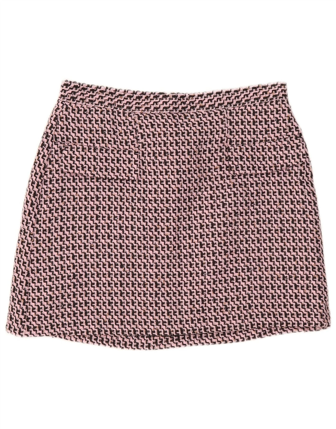 Topshop Γυναικεία Μίνι Φούστα UK 14 Μεγάλη W32 Ροζ Chevron Πολυεστέρας