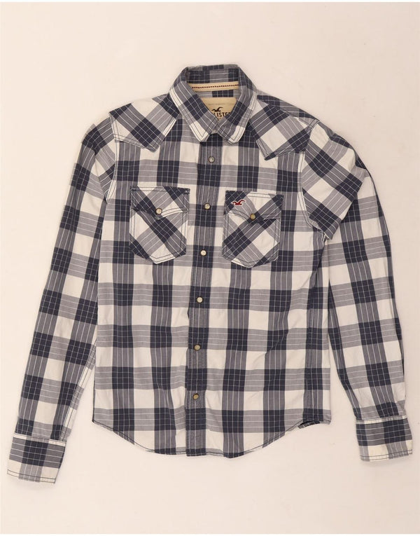 Ανδρικό πουκάμισο Hollister Small Navy Blue Check Cotton