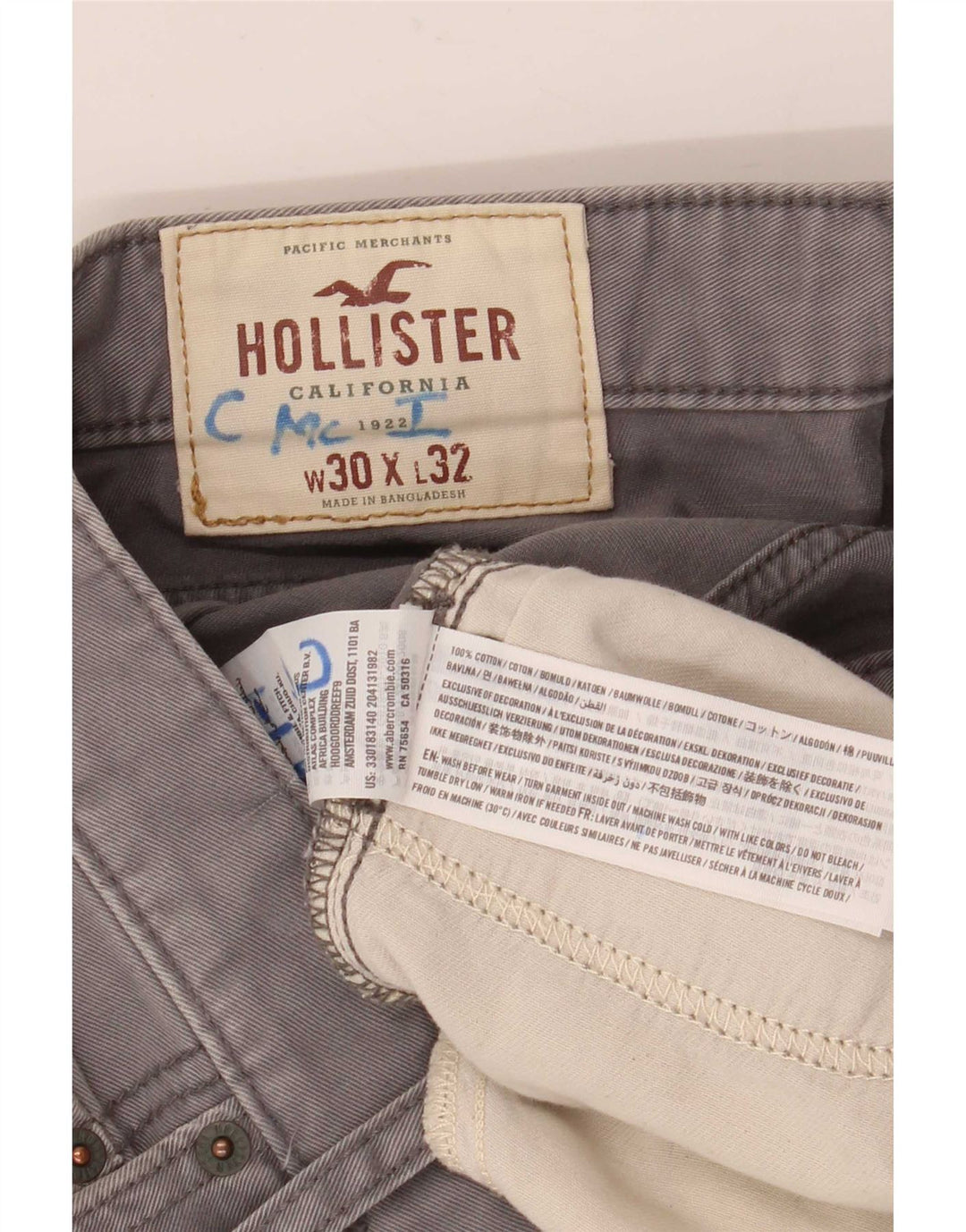 Ανδρικό τζιν Hollister Slim W30 L32 Γκρι βαμβακερό