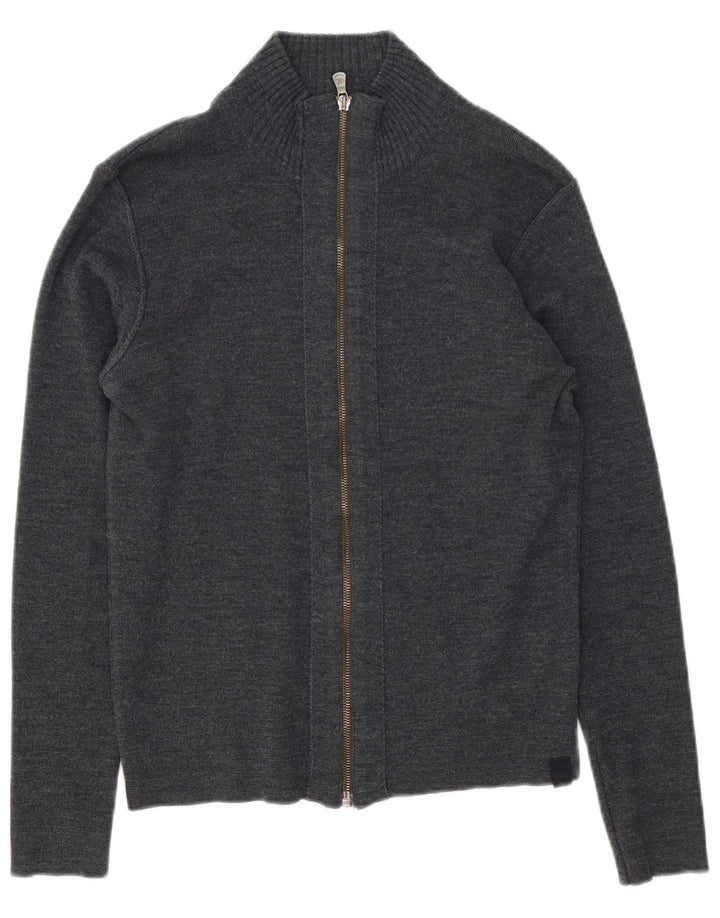 Calvin Klein Jeans Γυναικεία Ζακέτα πουλόβερ UK 12 μεσαίο γκρι μαλλί
