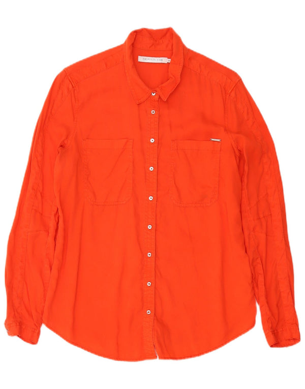 Calvin Klein Jeans Γυναικείο Πουκάμισο UK 14 Medium Orange Lyocell