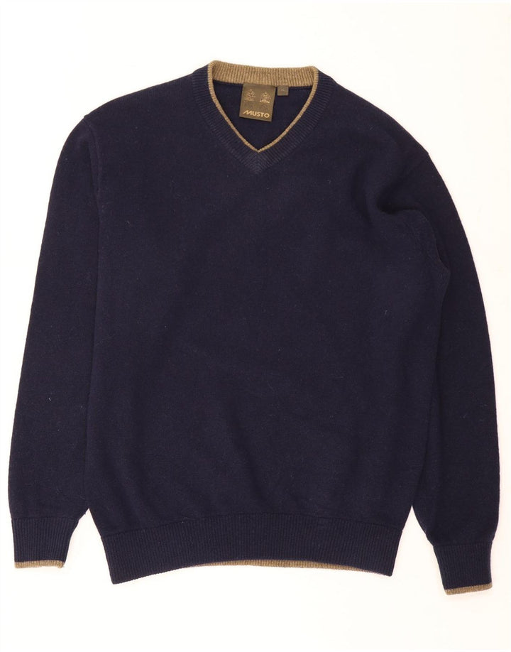 Ανδρικό πουλόβερ Musto με V λαιμόκοψη XL Navy Blue