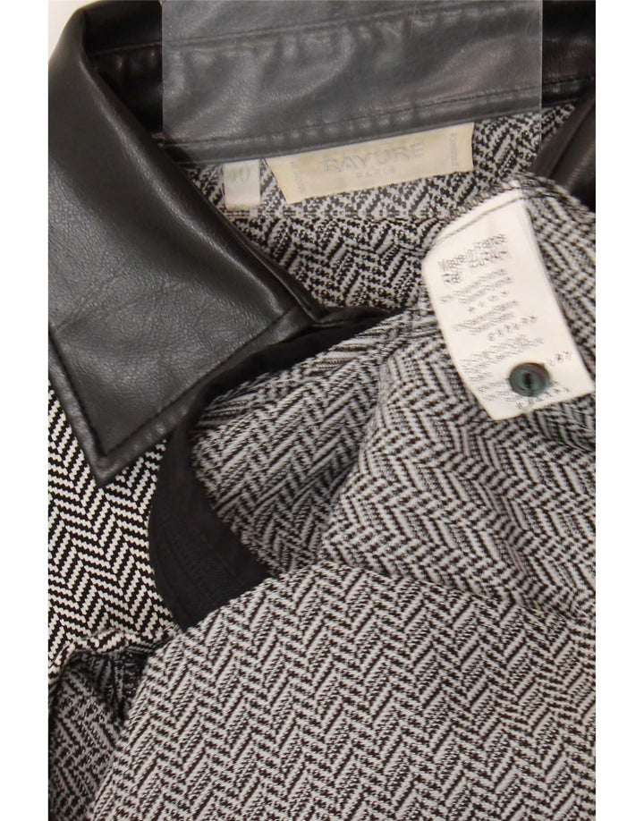 Vintage γυναικείο πουκάμισο μπλούζα EU 40 Medium μαύρο ψαροκόκκαλο Polyamide