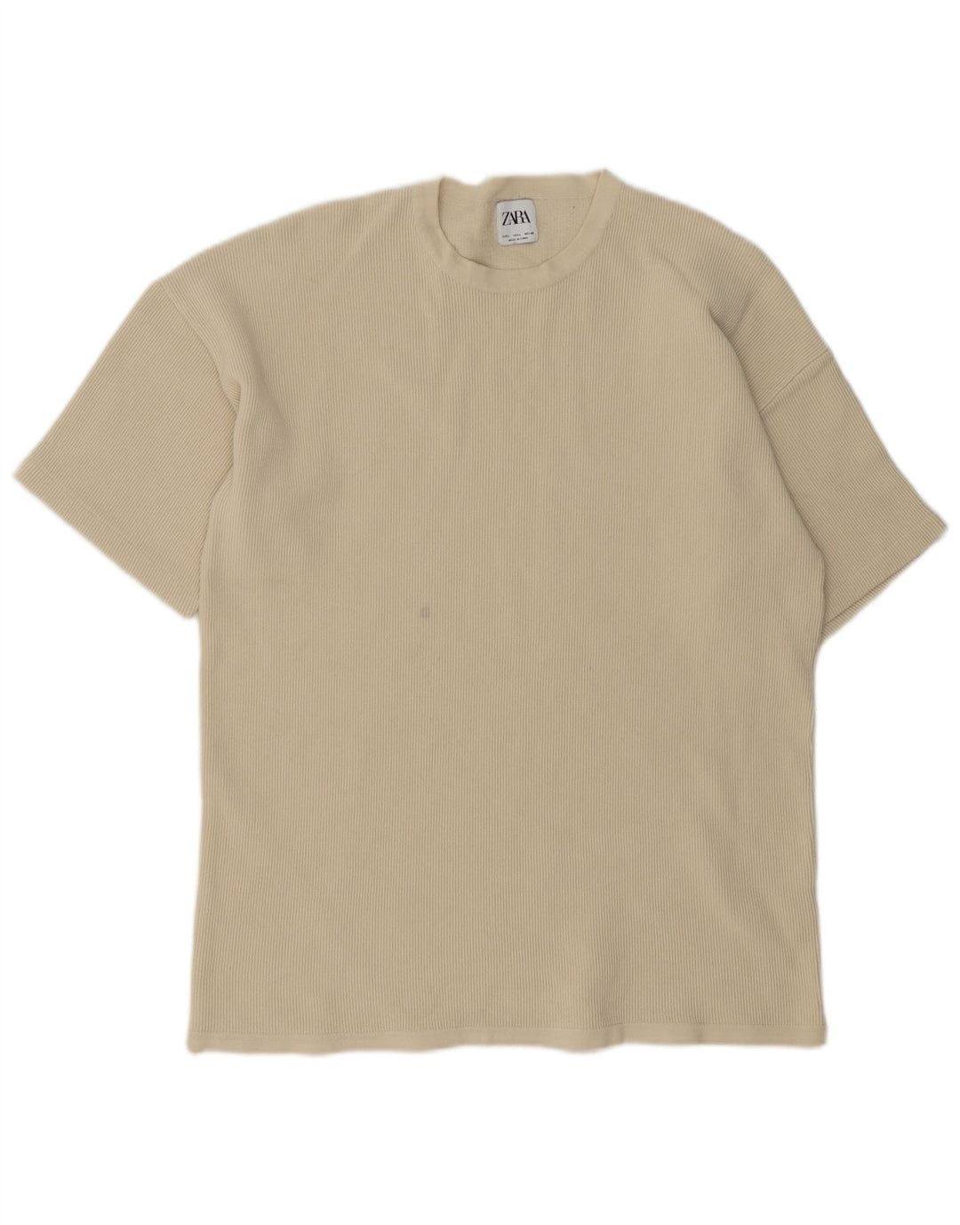 Ανδρικό T-Shirt Zara Top Large Beige Βαμβακερό