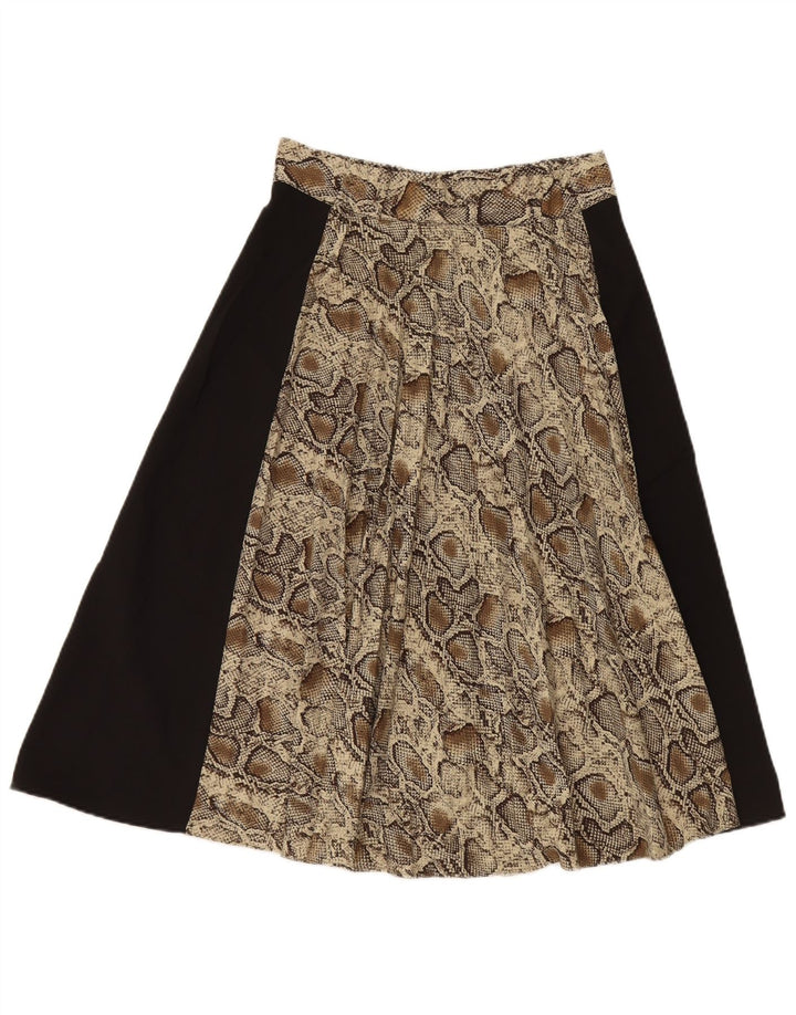 ZARA Womens A-Line Skirt Medium W28 Black Animal Print Polyester
