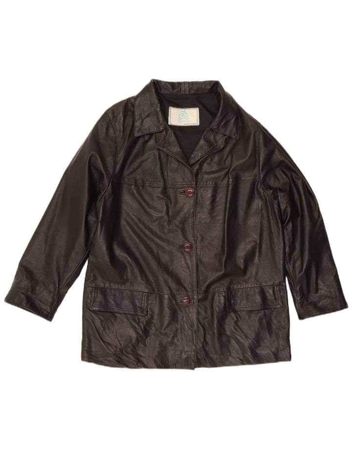 Vintage Γυναικείο Δερμάτινο Μπουφάν UK 16 Large Μαύρο