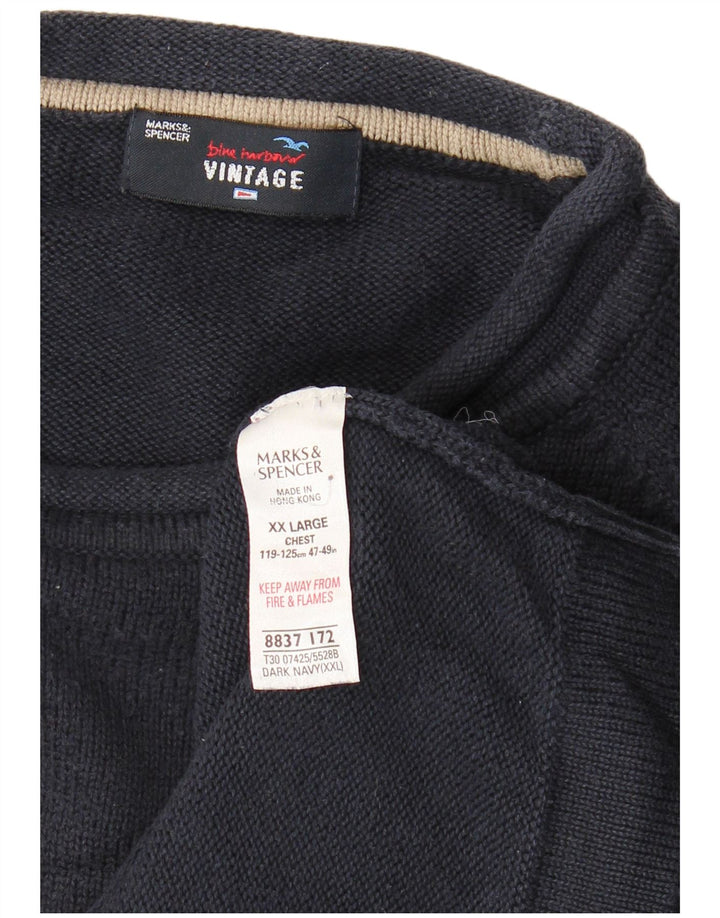 Ανδρικό πουλόβερ Marks & Spencer Crew Neck Jumper 2XL Navy Blue Cotton