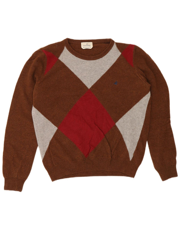 Ανδρικό πουλόβερ Brooksfield Crew Neck Jumper IT 50 Medium Brown Argyle/Diamond
