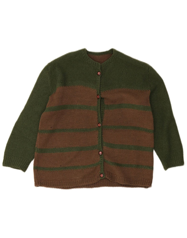 Vintage Girls Cardigan πουλόβερ 11-12 ετών Καφέ ριγέ