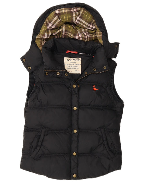 Jack Wills Γυναικεία κουκούλα με επένδυση Gilet UK 10 Small Black Cotton