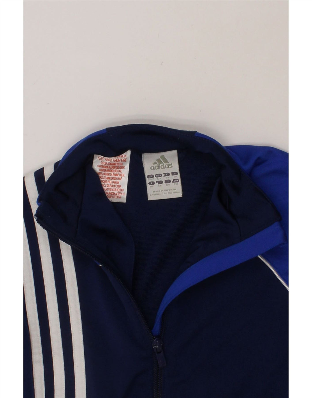 ADIDAS Boys Tracksuit Top Jacket 5-6 Years Navy Blue Colourblock Polyester Vintage Adidas and Second-Hand Adidas from Messina Hembry 