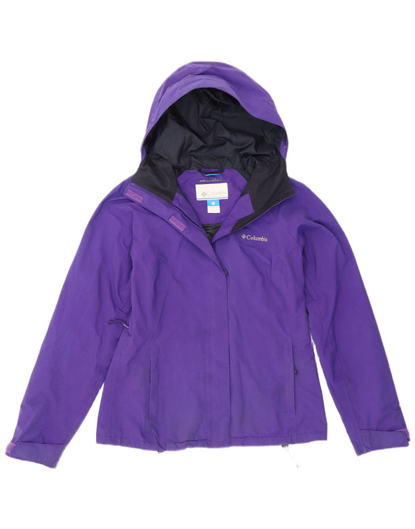 Columbia Γυναικείο μπουφάν βροχής με κουκούλα UK 10 Small Purple Nylon