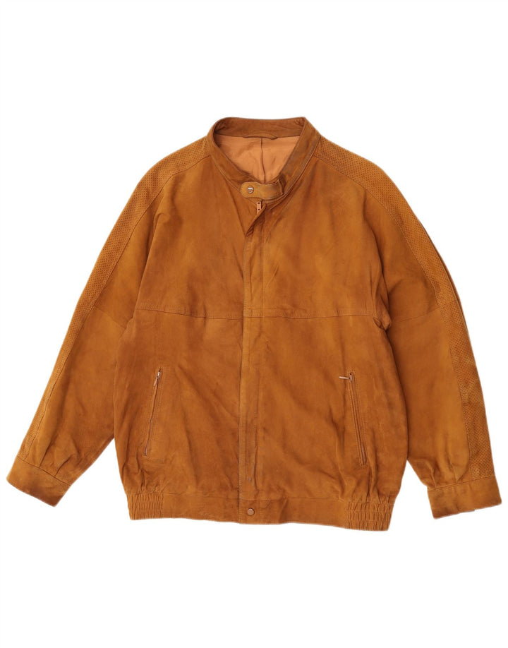 Vintage Ανδρικό Suede Bomber Jacket UK 36 Small Beige